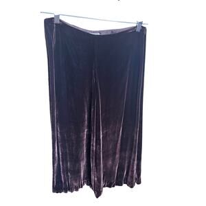 Vintage Notice Brown Velvet Wide Leg Pants Silk blend Size 6 FLAW Boho Lounge